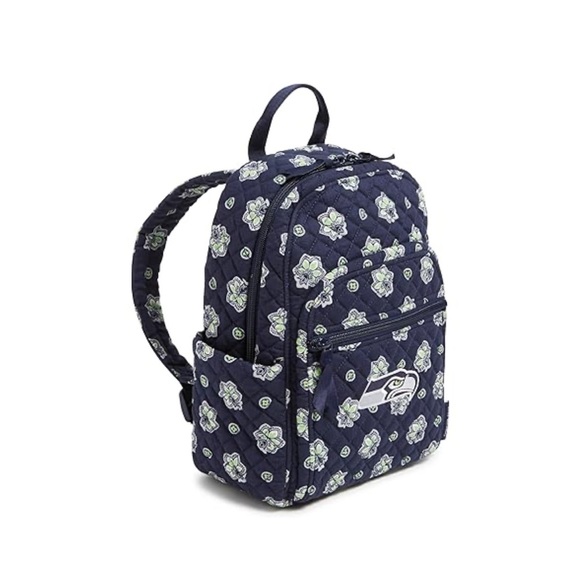 Vera Bradley Seattle Seahawks Small Cotton Backpack (Navy/Neon Green) NWT - Picture 2 of 8